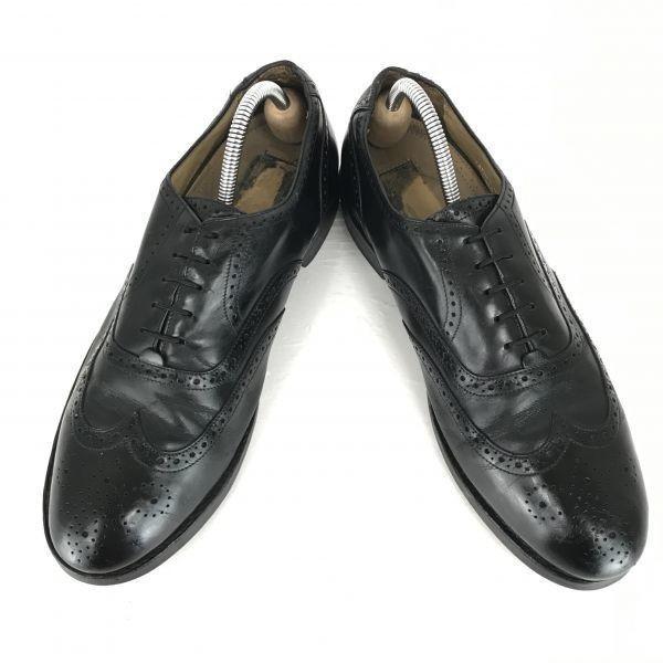 Made In Italy Vintage Goodyear Welt Full Brogue Decorative Nail Sole Wingtip Dress Shoes Size 27.0-27.5cm Black(USED)