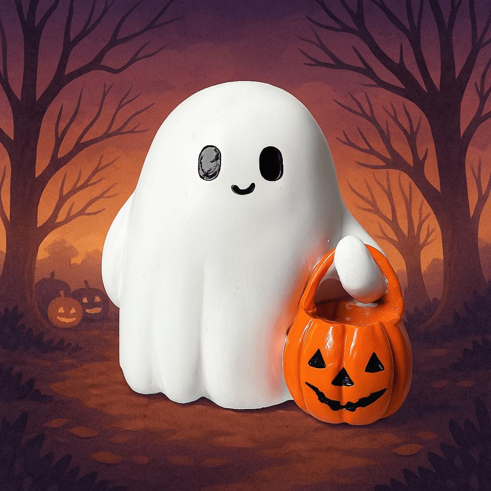 Spooky Halloween Ghost Ornament Collectible Pumpkin Statue Ghost Figurine  for Desktop Decor