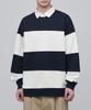 Oversized Striped Rugby Sweatshirt [Navy/Cream]