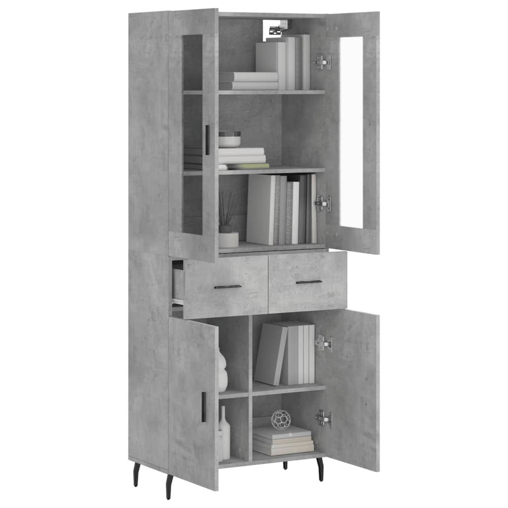 Vidaxl Display Cabinet, Concrete Grey 69.5X34X180 Cm Wood-Based Material