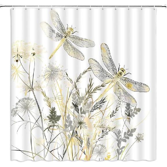 

Стрекоза Цветочный Занавеска для душа Полевой цветок Стрекозы Цветок Цветение Ветка Листья Шалфей Весна Лето Ботанический Винтаж Абстрактный Ткань Ванная 35 W x 70 L (Pack of 1) жёлтый