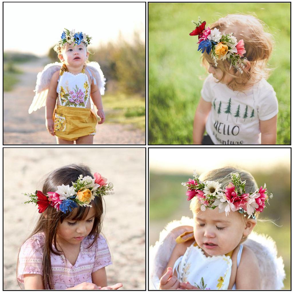 AWAYTR Spring Bohemian Rose Crowns Wreath Beach Hawaii Floral Garland Romantic Faux Rose Wedding Wreaths New Flower Headband