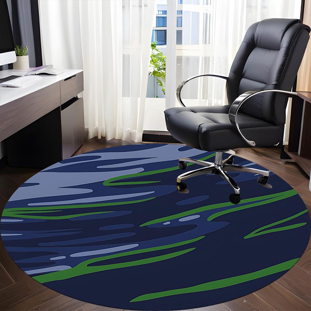 1pc Ocean Waves Office Round Rug, Non-slip, Soft and Durable Office Rug for Interior Decoration, Perfect for Office,Decoration yy260204093