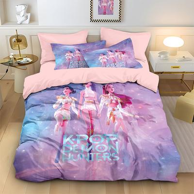 K-Pop Bedding 3pcs Set Demon Hunters Themed Other Side Print Polyester Student Dormitory Duvet Cover Boys Girls Gift