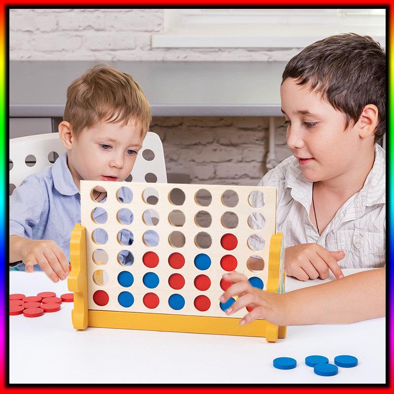 3D Wooden Four-in-a-Row Puzzle Toy for Young Children's Early Education, Hands-On and Brain-Teasing with Parent-Child Interaction