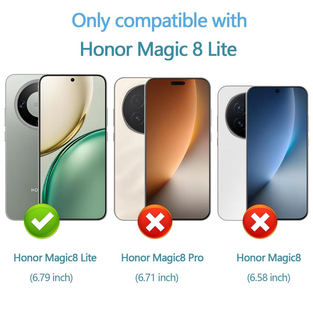 (2+1 Pack) Case for Honor Magic8 Lite/Honor Magic 8 Lite 5G with 2 Tempered Glass Screen Protector Corner Protection Soft TPU Bumper Cover
