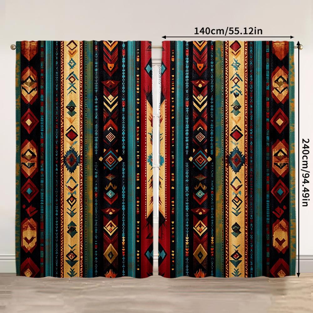 Flat Window Curtains Ethnic Tribes Arrow Versatile Polyester Without Electricity Family Party Decoration Home Use Set Of 2 Made