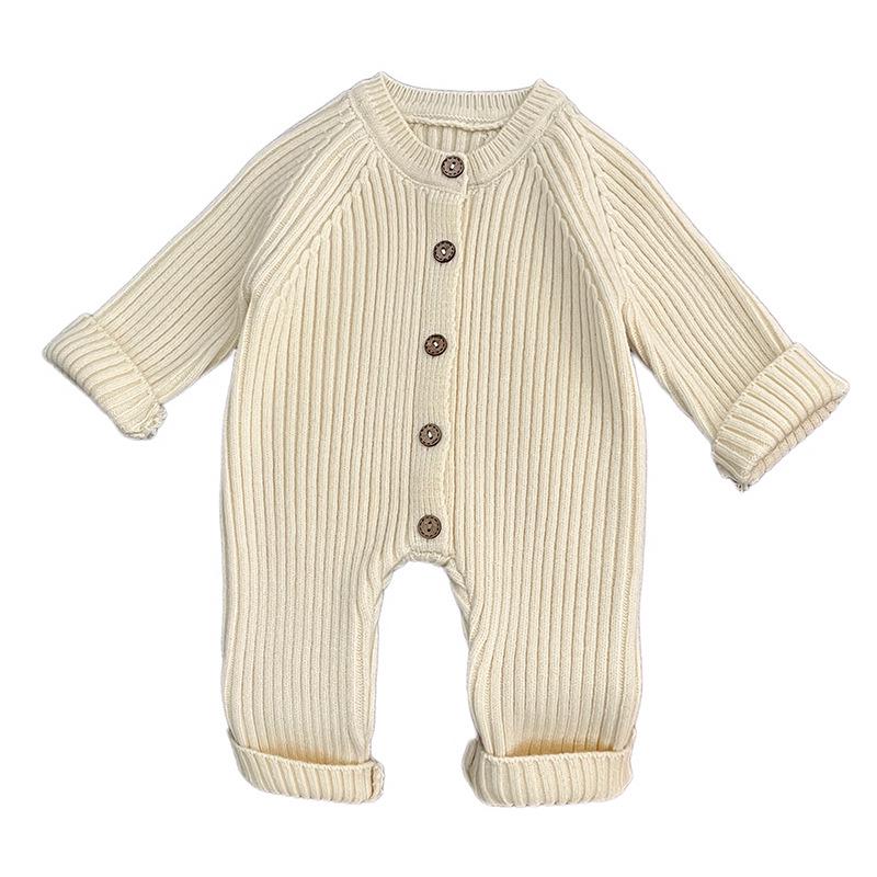 Koreanischer Baby einfarbiger Strick-Jumpsuit - Herbst/Winter Strampler für Jungen und Mädchen