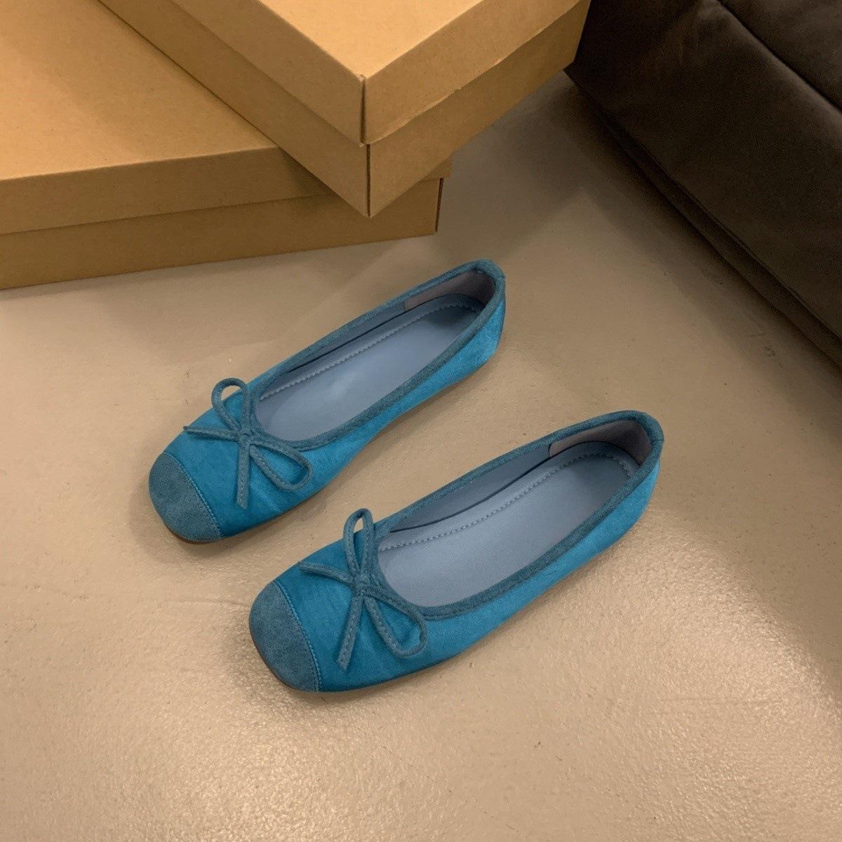 

Нежные вечерние туфли на плоской подошве, французское серебро, новые китайские туфли-одиночки, женские туфли Doudou, новые весенние и летние балетки на мягкой подошве 40 синий