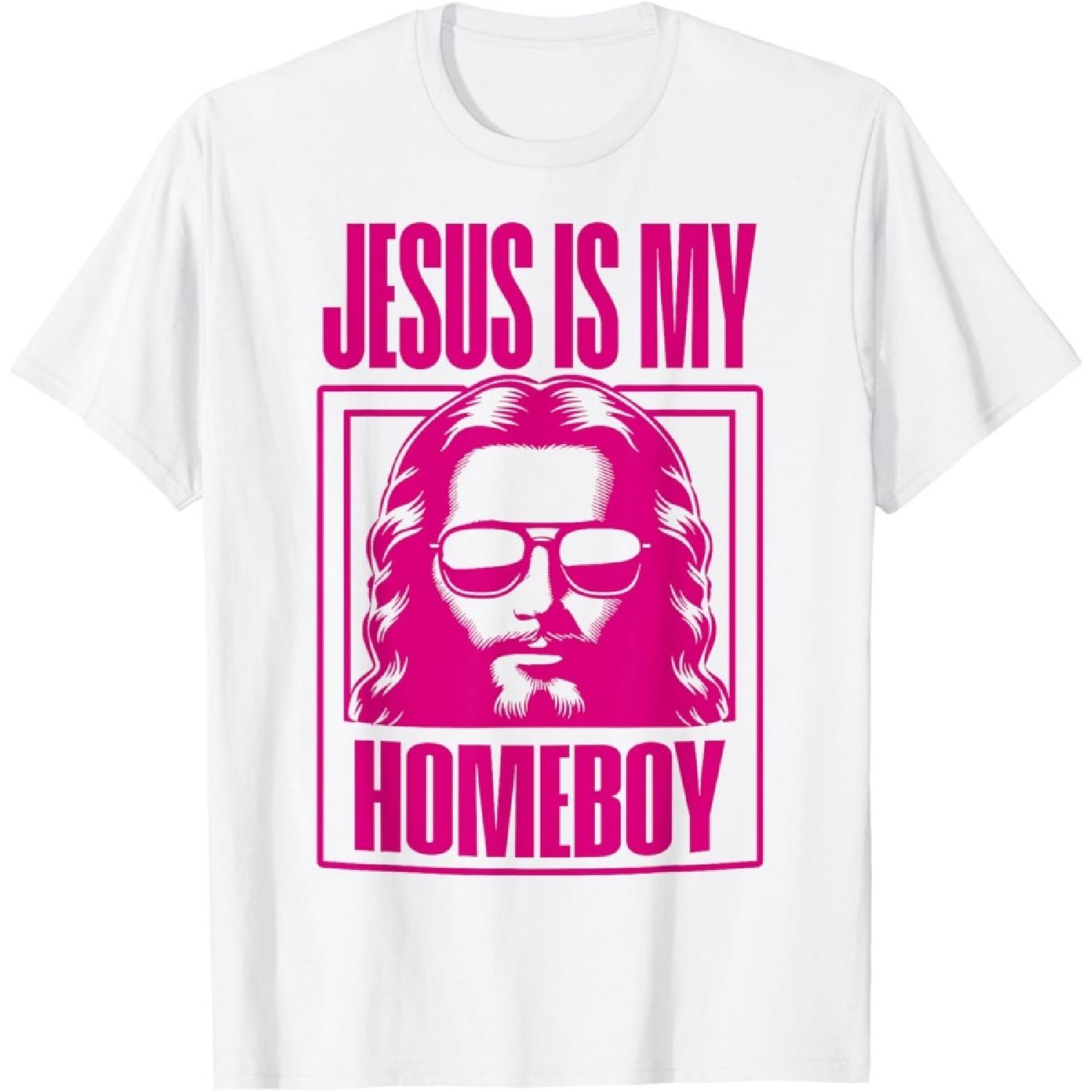 Cool Christian Faith Apparel Jesus Is My Homeboy Unisex-Adult Christian Theme T-Shirt Blue Small Modern Printed Round Neck Short Sleeve T-Shirt S