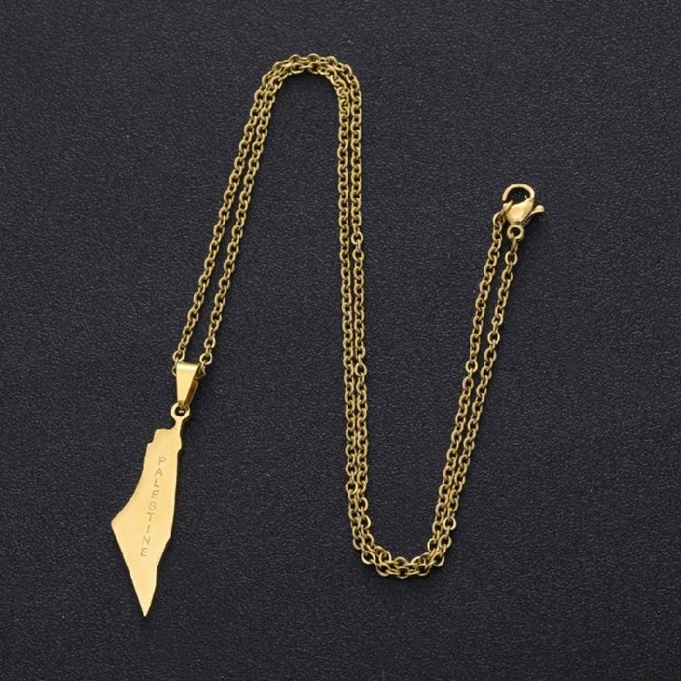 Vintage ISR PS Map Pendant Necklace Women Men Fashion Jewelry Gift