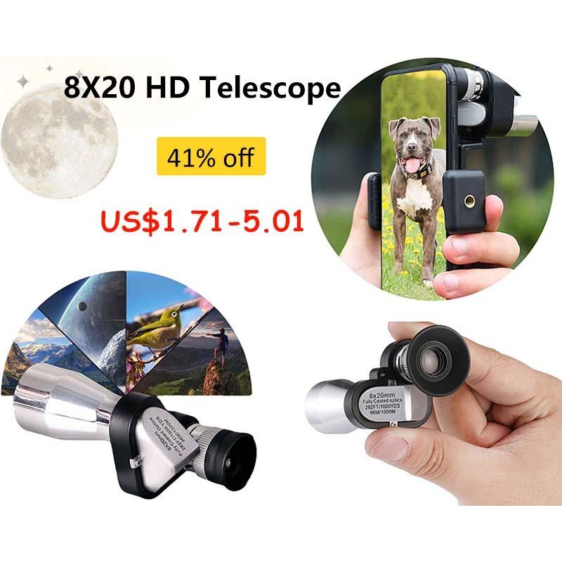 2000x24 Monocular Telescope Mini Portable HD Night Vision Binocular Waterproof Outdoor Camping Climbing Birdwatching Telescopes