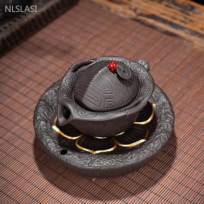 100ml Yixing Purple Clay Teapot Raw Ore Purple Mud Turtle Shell Hand Grab Pot Household Zen Tea Infuser Handmade Filter Tea Pot
