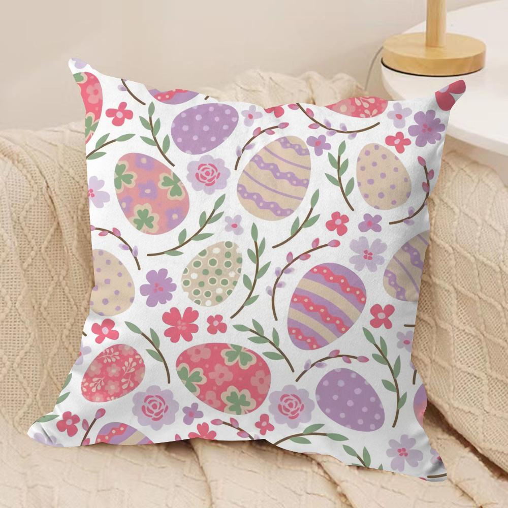 Easter Rabbit girl cute Cushion Cover Silky Short Plush Invisible Zipper Dustproof Sofa Pillow Case for Home Decor