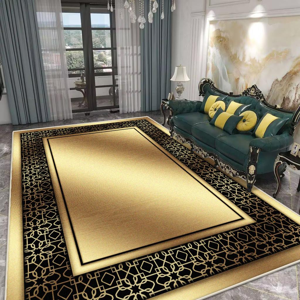 Nowoczesny Luksusowy Dywan do Salonu 200x300cm Dywany Wielkopowierzchniowe Dekoracja Pokoju Złote Maty Podłogowe Zmywalny Dywanik pod Stolik Kawowy Antypoślizgowy