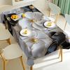 One Elegant Floral Polyester Tablecloth - Modern Luxury Gold and Black Rectangular Table Cover, Suitable for Weddingszyc