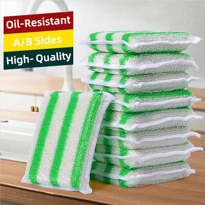 Sided Sponge Wipe Dirt-resistant Scouring Pad Kitchen Dishwashing Brush Clean Tools Bamboo Fiber Dishwashing Wipe