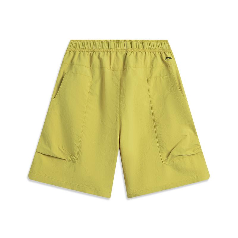 Li Ning CF Casual Minimalist Water-Resistant Solid Quick-Dry Sports Shorts Men Shorts Light-Yellow AKSV241-1