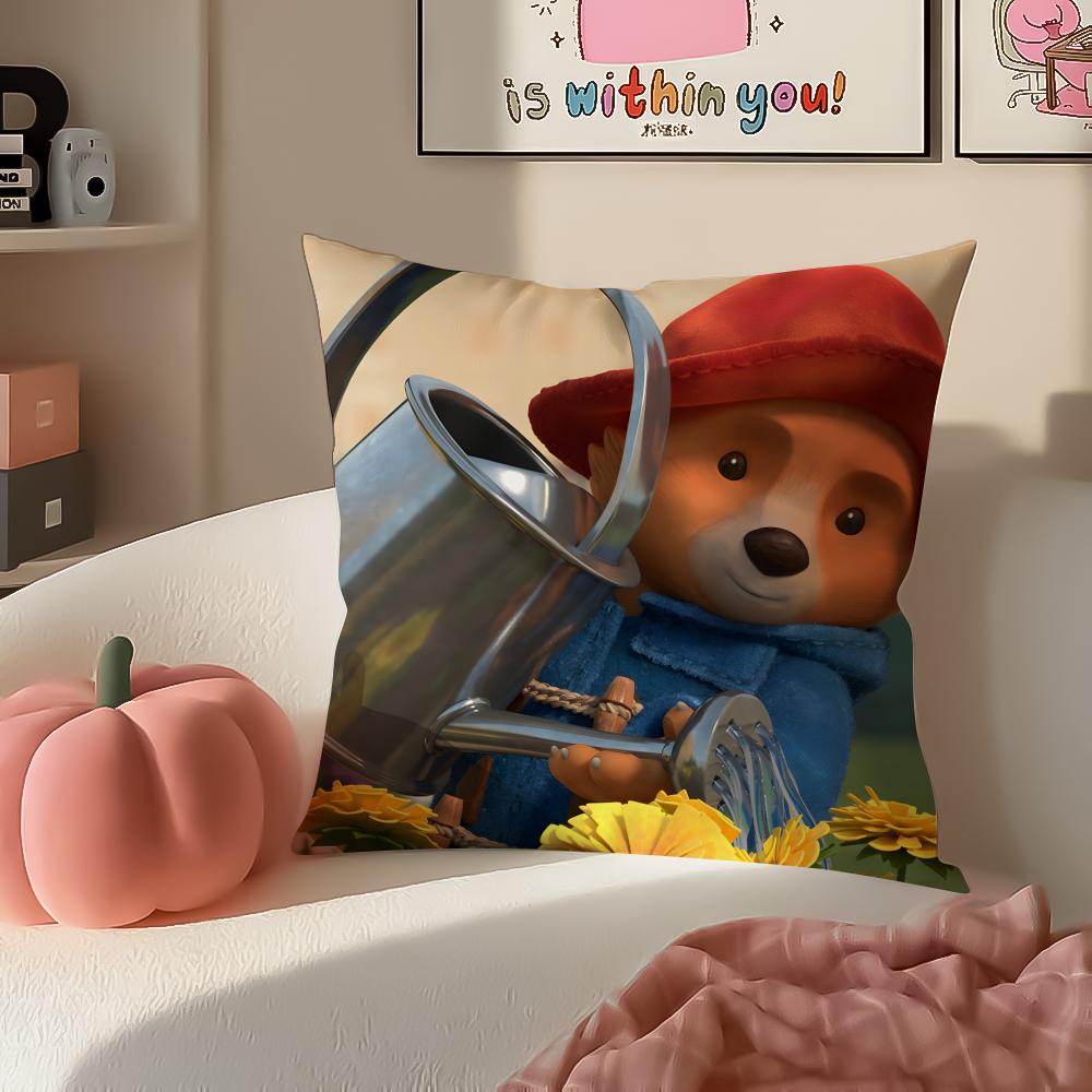 Cute PPaddington Bear Cushion Cover Pillowcase Short Plush Invisible zipper Room Sofa Cushion Cover