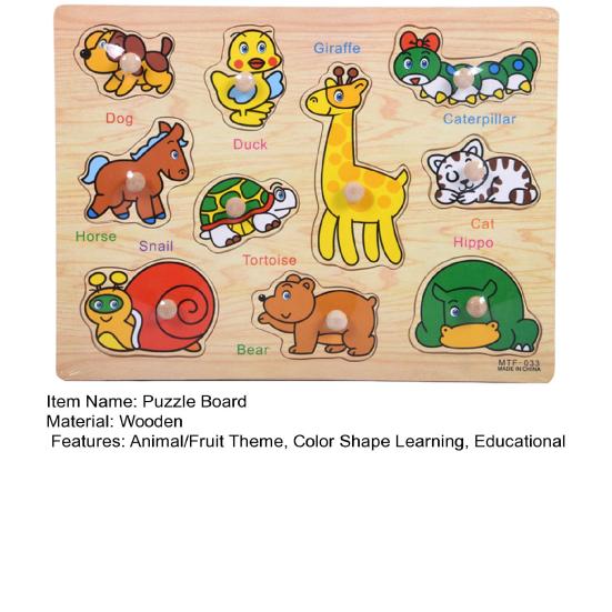 1 Set Wooden Animal Puzzle Board Cartoon Fruit Matching Board Fine Motor Skills Color Shape Preschool Learning Educational Jigsaw Board Toy
