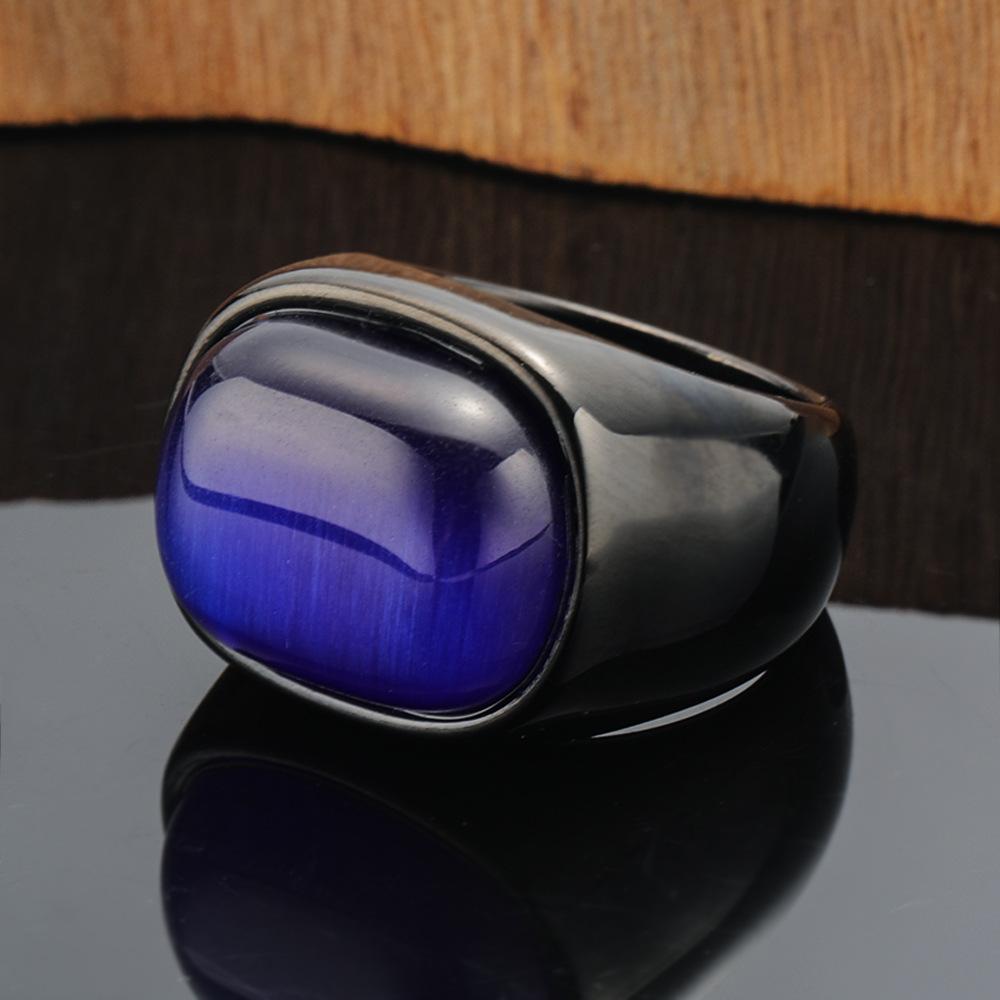 2026 Jewelry, European and American Exaggerated Turquoise Pattern Three-dimensional Geometric Opal Index Finger Wide Version Ring