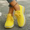 Freizeit-Sportschuhe für Damen - Atmungsaktive Mesh-Sneaker mit dicker Sohle, Leichte Schnür-Laufschuhe, Bequem