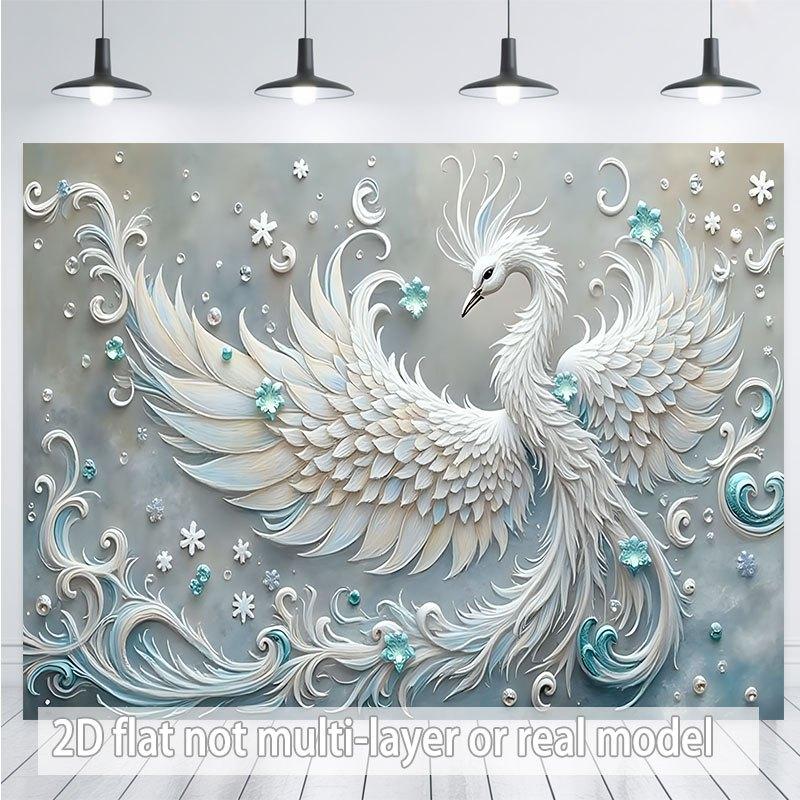 2D plane design, 2D plane banner 1 piece - a white mythical bird with spread wings and ornate patterns