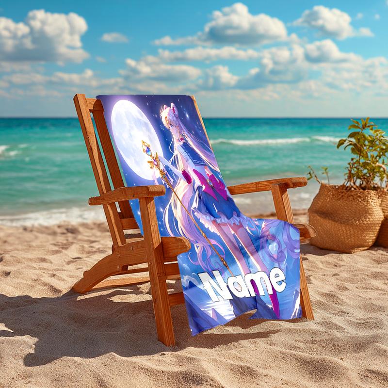Personalized Customized Proof Beach Towel with Sailor Moon Pattern - Soft, Absorbent,quick-drying,perfect Swimming,camping&bathing