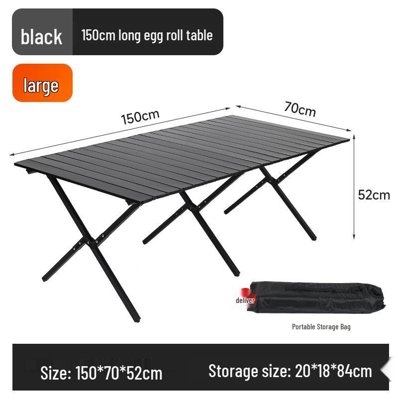 Folding Metal Carbon Steel Roll-up Camping Table and Chair Set