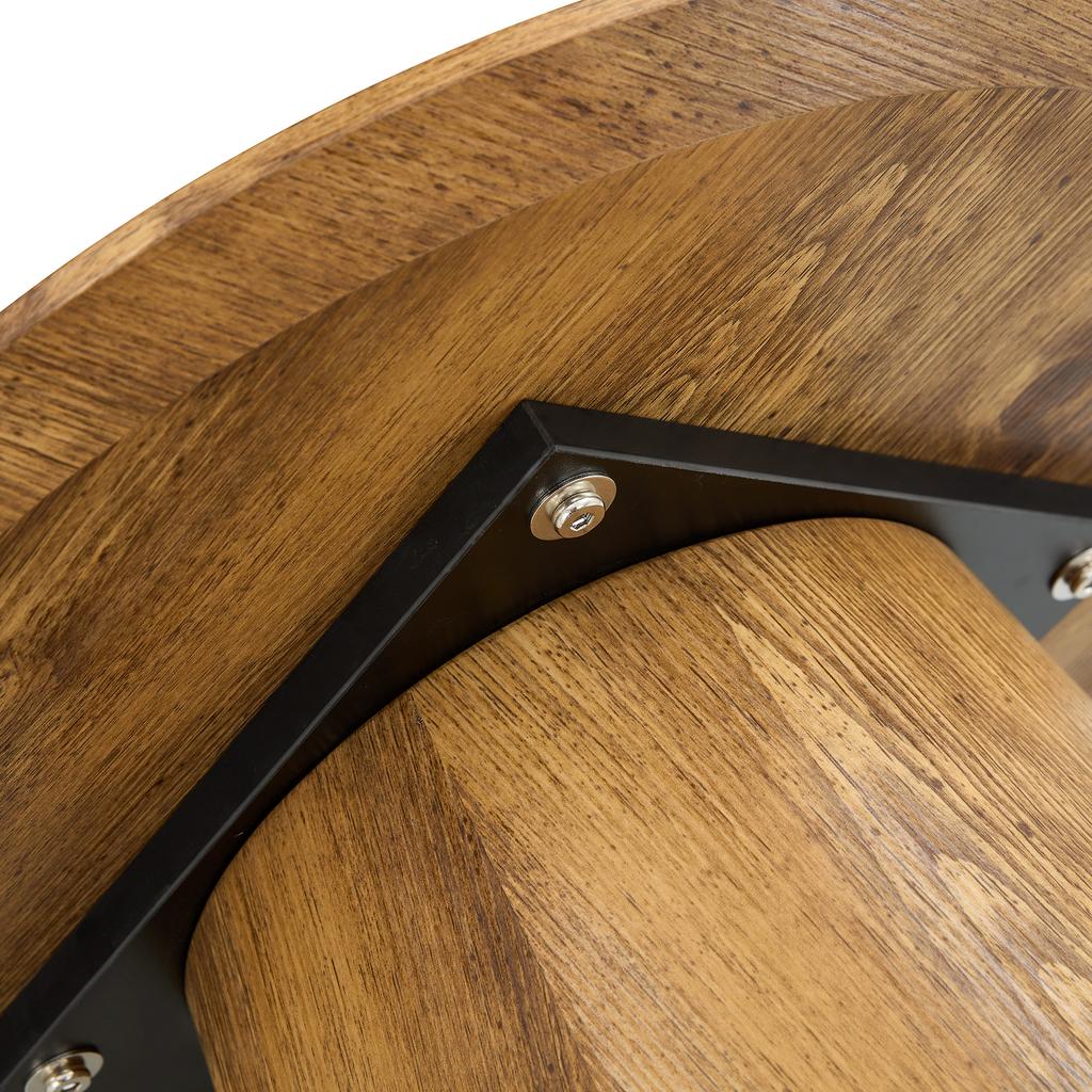 Round MDF Coffee Table, Natural Wood Look, 50 Cm Diameter, 48 Cm High, Wood-Effect Foil