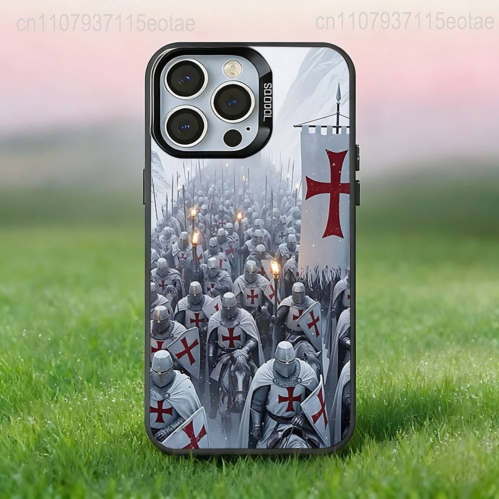 Crusaders Templar Knight Art Phone Case For iPhone 17,16,15,14,13,12,11,Pro,XS,Max,Plus,Mini,SE4,E Black Matte Shockproof Cover