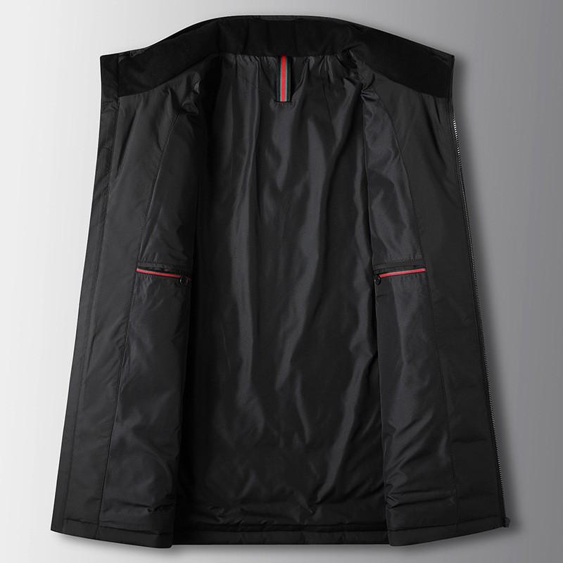 Mens Lightweight Down Jacket With 90% White Duck Stand Collar Windproof Warm Winter Coat Business Casual Wear