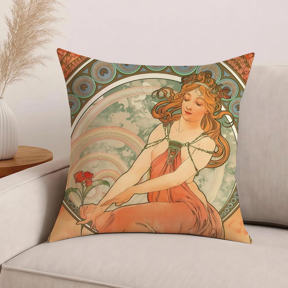

Art Alphonse Mucha Pillow Case Office Cushions Suitable For Sofa Car Bedroom Decorative Cushion Cover 30cm x 30cm