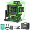 Huepar 704CG Green Laser Level with 16 Tilt Magnetic Swivel Adjustable and Storage Case 4x360° Full-Line Display, Auto-Correction, Mode, Type-C