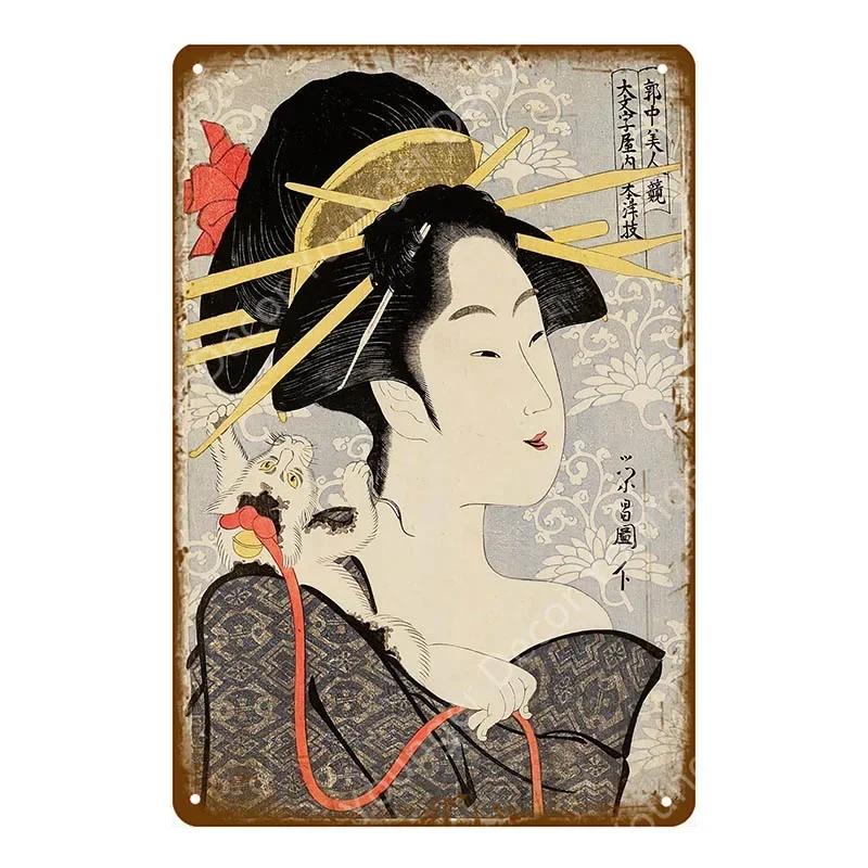 Japan Travel Poster Japanese Ukiyoe Metal Tin Signs Retro Old Style Wall Art Painting Plaque Home Bar Room Decor Vintage Plate