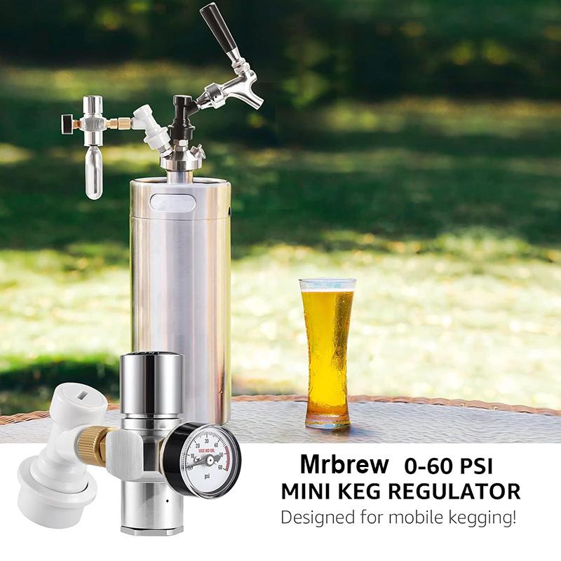 Beer Keg Co2 Charger,0-60PSI Mini Co2 Regulator,Portable Co2 Dispenser With Ball Lock Quick Disconnect For Home Brewing Beer Keg
