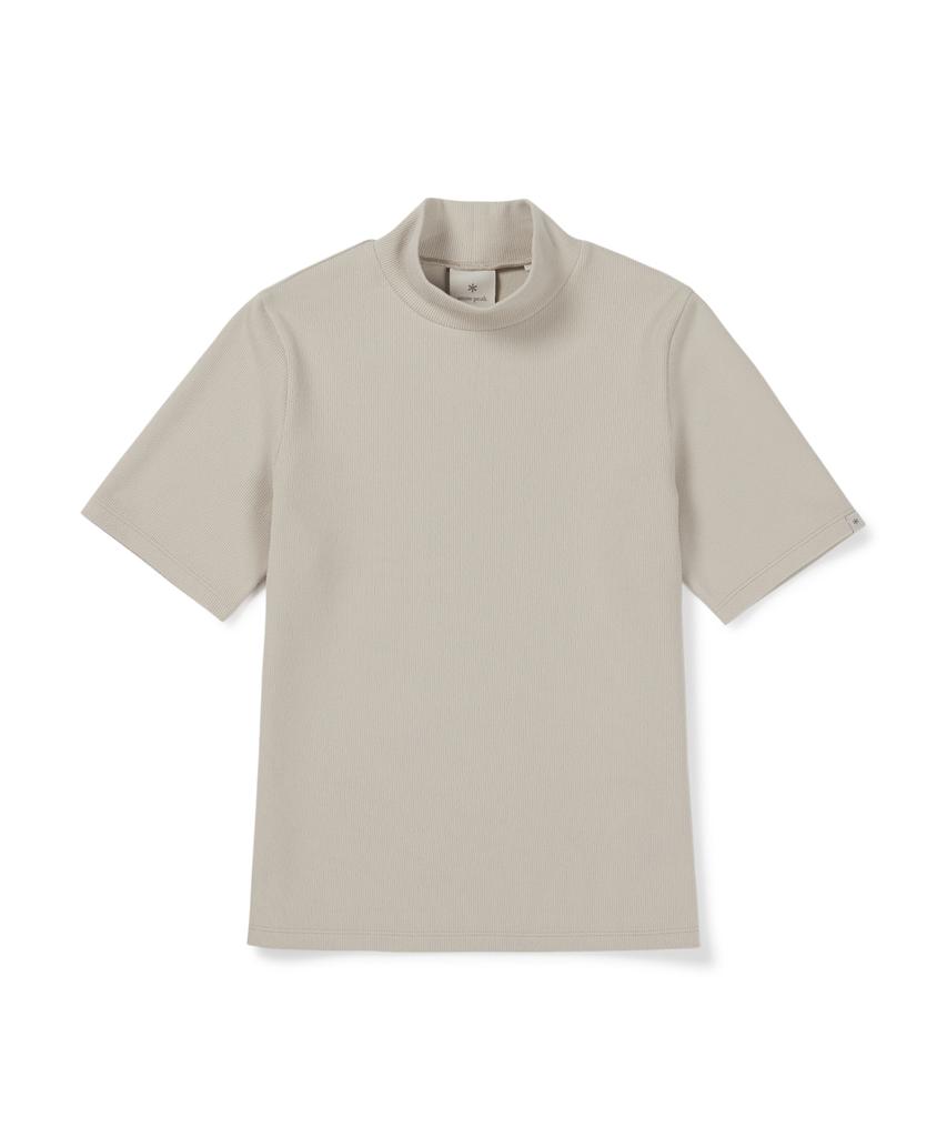 SNOWPEAK APPAREL Ribbed Women'S Mock Neck Short Sleeve T-Shirt (S26Fwfts31) Light Beige