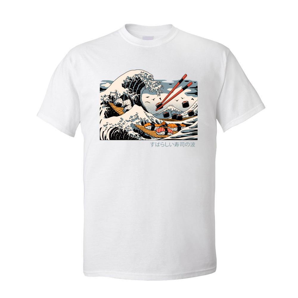 Men TShirt Great Waves Nara Tops Shirt All Cotton ONeck Short Sleeve Japan Sushi Printed Tee Shirt Mother Day Gift Top Quality