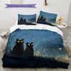 Black Cat at Night Pattern Bedding Quilt Set  Home Decoration  Gift (1 * duvet cover + 2 * pillowcase  without core)
