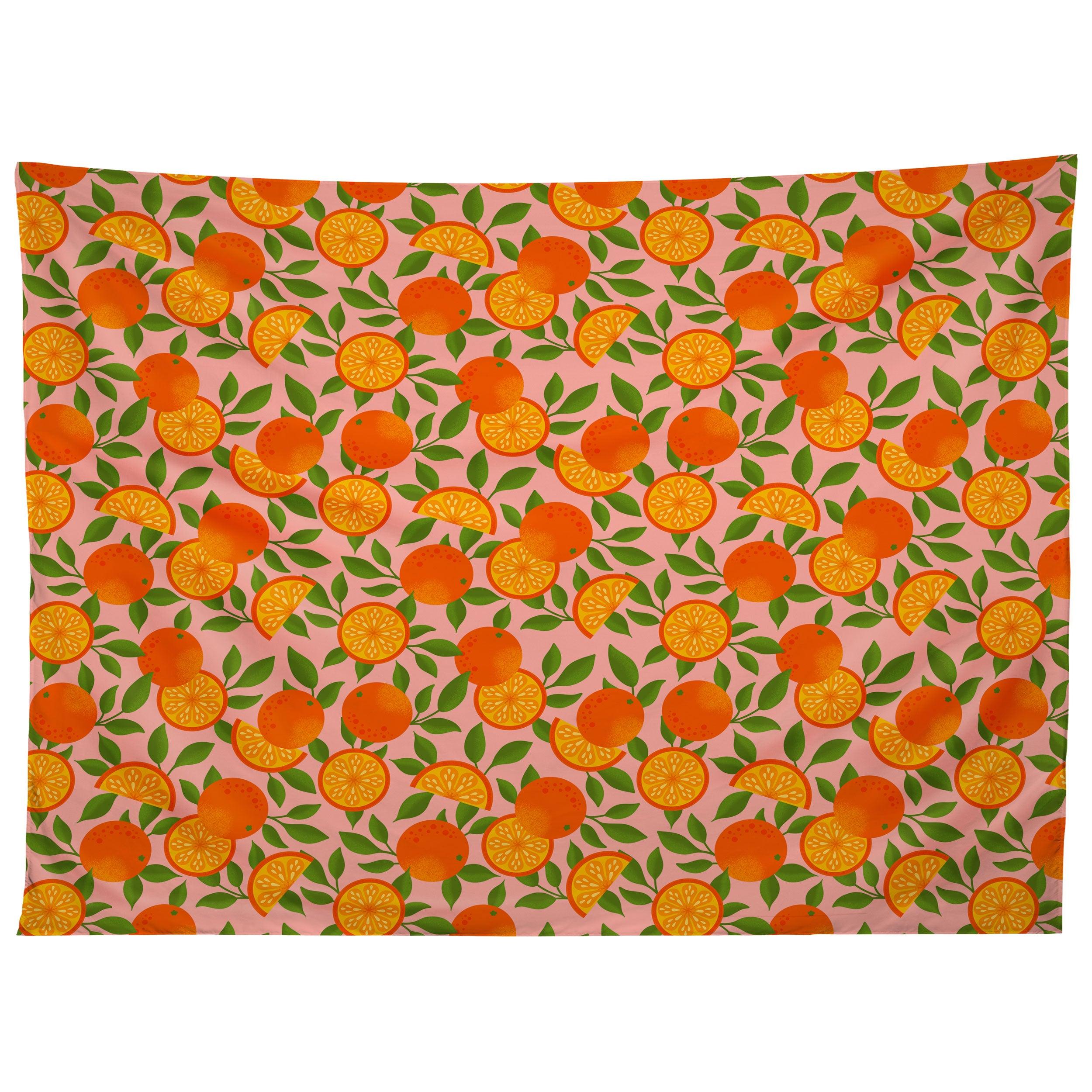 ORANGE PATTERN ON PINK tapestry 75x100