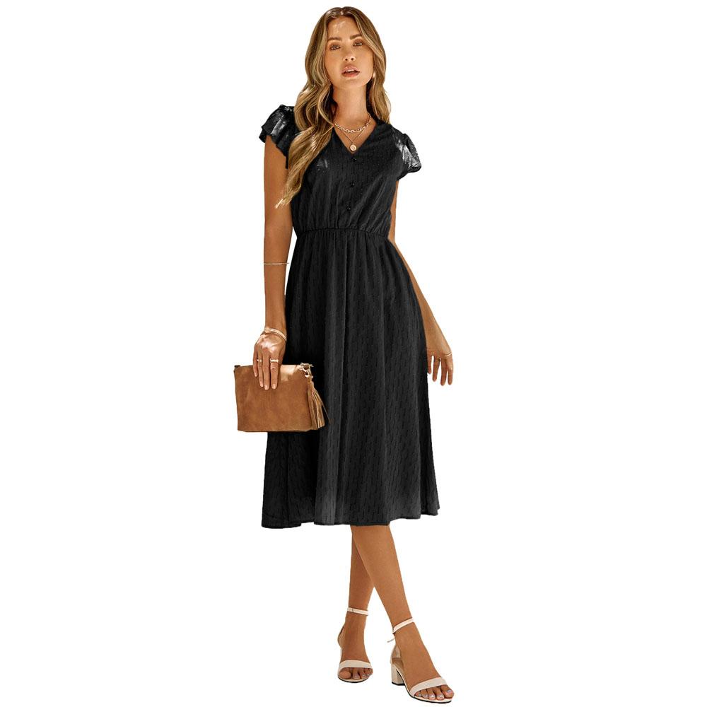 

Летнее белое платье с v-образным вырезом, женские длинные платья, вечернее платье 2024, халаты с рюшами по подолу, длинные платья M чёрный