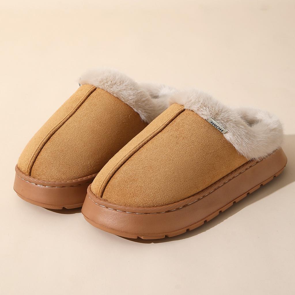 Cotton slippers women's autumn and winter indoor home warmth thick sole non-slip and dirt-resistant plush outer cotton shoes