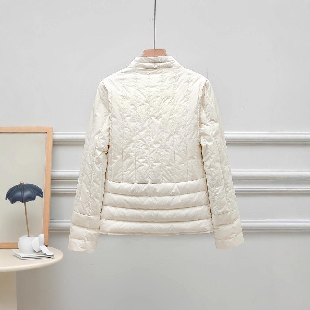Women's V-Neck Lightweight Down Jacket - 2025 Autumn/Winter, 90% White Duck Down, Stylish Slim Fit Outerwear
