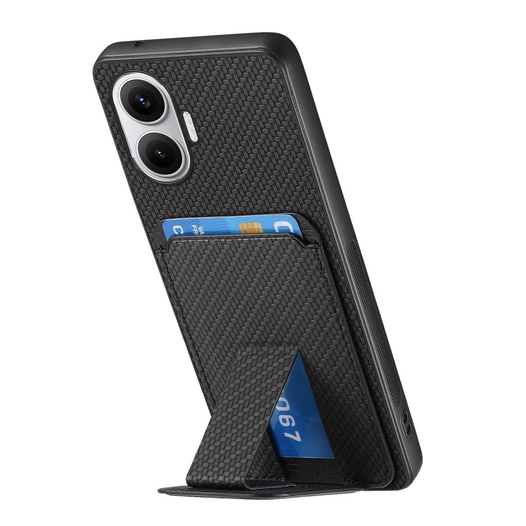 For Xiaomi Redmi Turbo 4 Pro 5G Case Card Holder Carbon Fiber Texture Leather Coated TPU Phone Cover