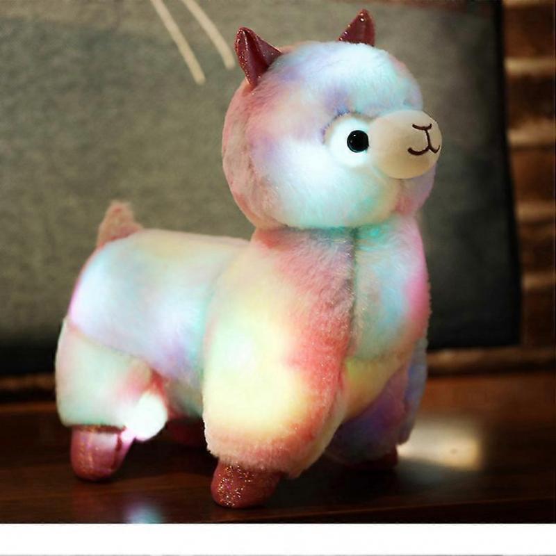 Light Up White Llama LED Stuffed Animals Blushing Alpaca Soft Plush Toy Glow Gift for Children , 14 Inch