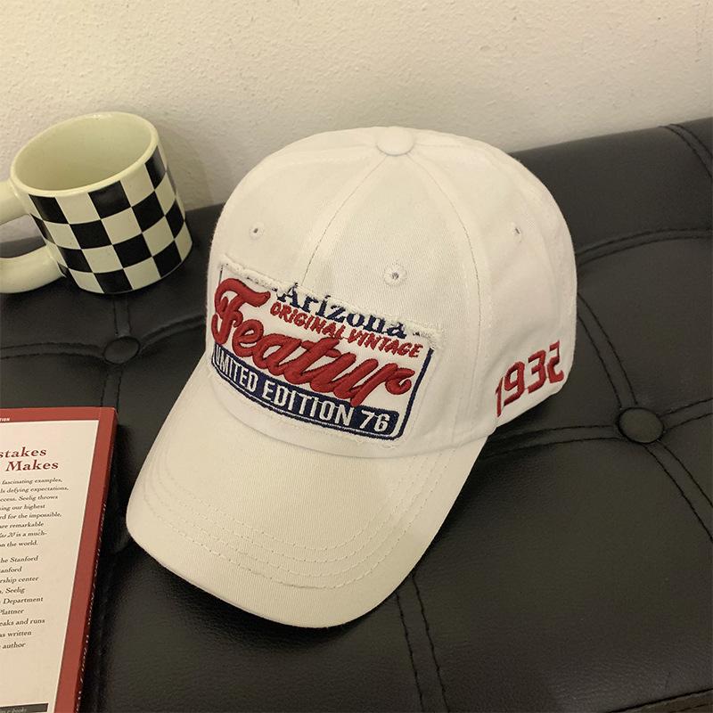 

Old niche retro cap women s soft top sunscreen hat embroidered letter baseball cap shows small face Adjustable белый