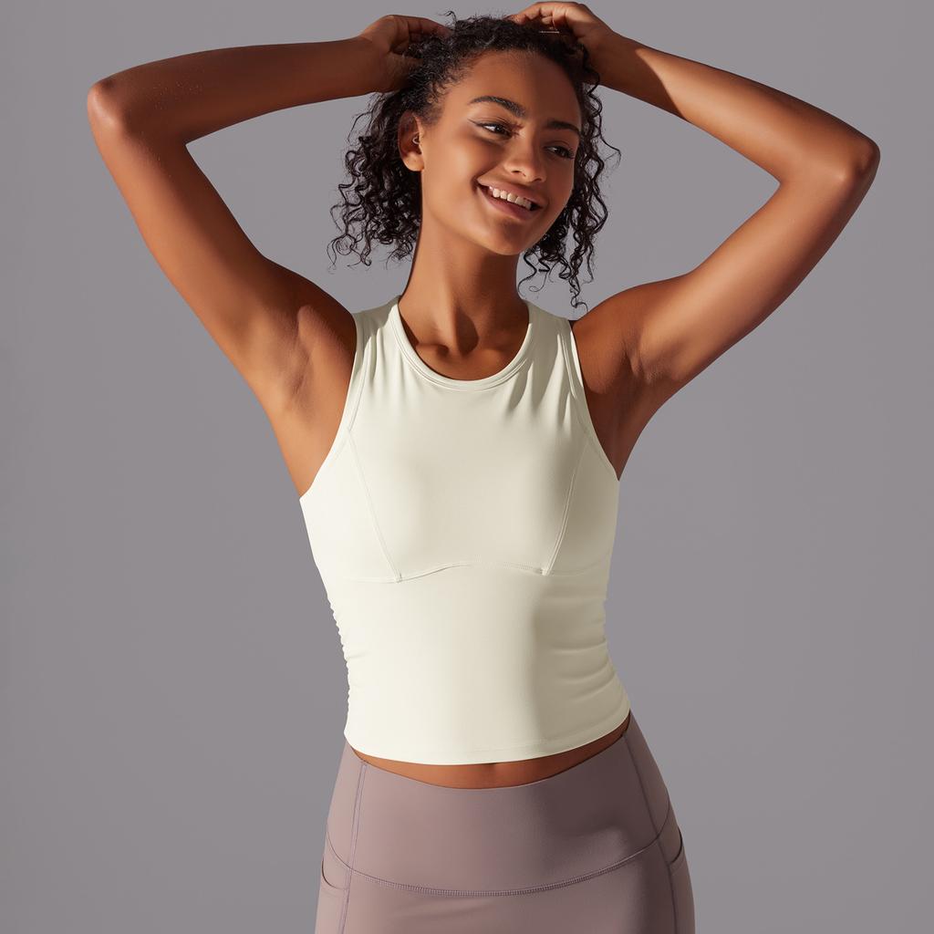 Professional Yoga Women's Beautiful Back Exercise, Running Fitness, Breathable Pleated Vest, Quick Drying Fitness Suit, Sexy Slim Fit Top