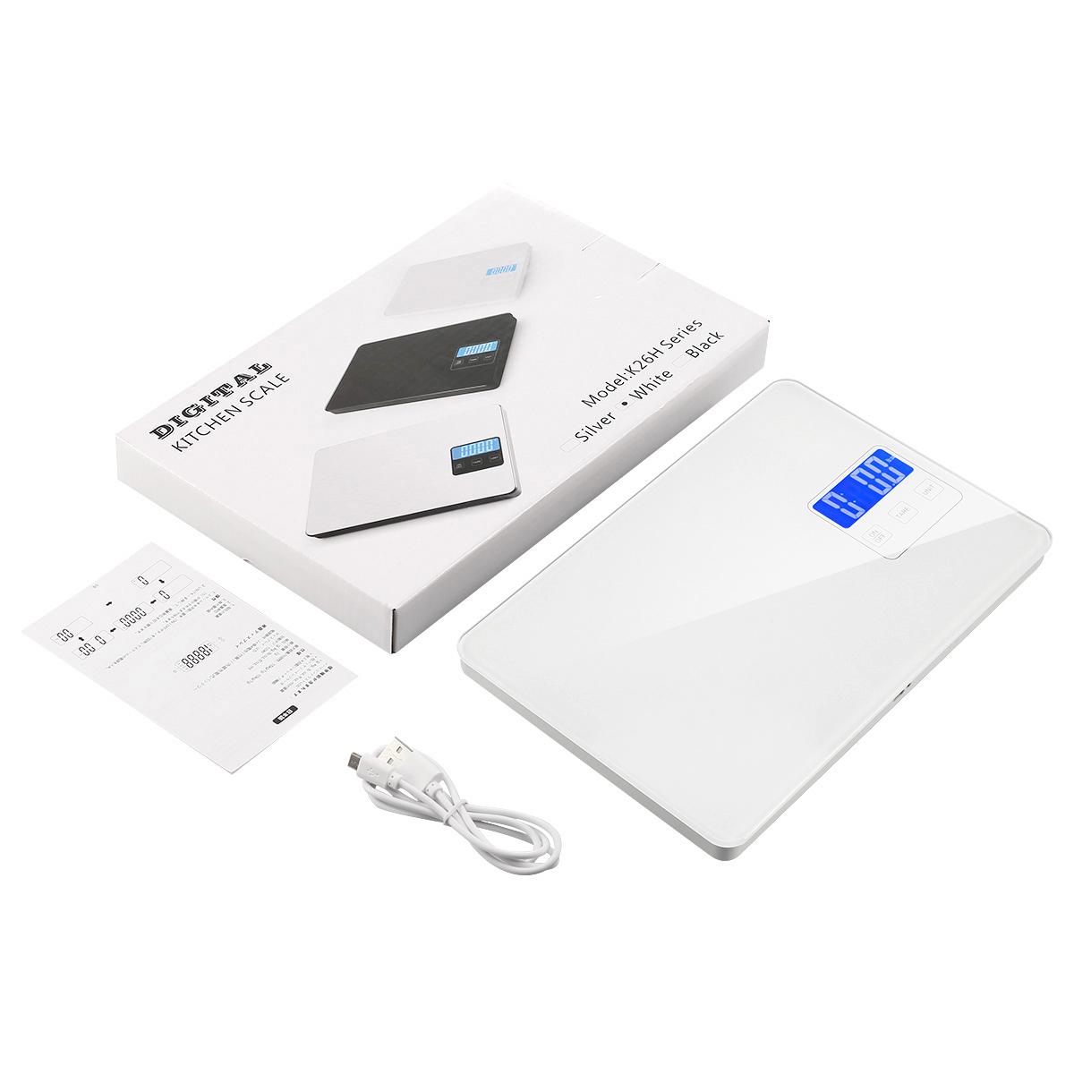 Digital Kitchen Scale 15kg/1g Food Scale Rechargeable Electronic Scale LCD Display Scales for Home Baking Cooking