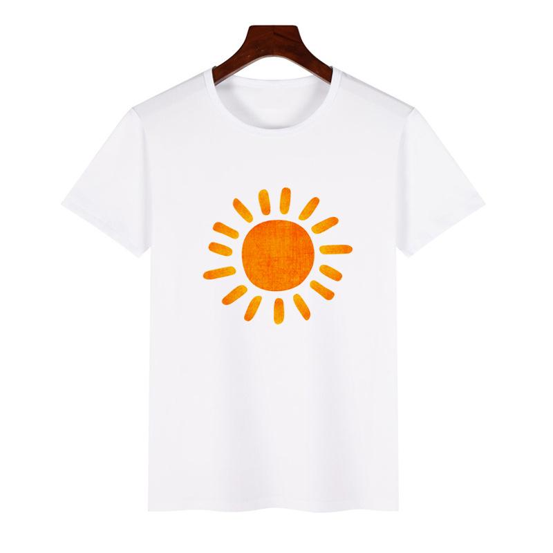 Trendy ShortSleeved Unisex Tshirt Sun Pattern Print Casual Polyester ParentChild Matching Summer Fashion Top for Boys Girls