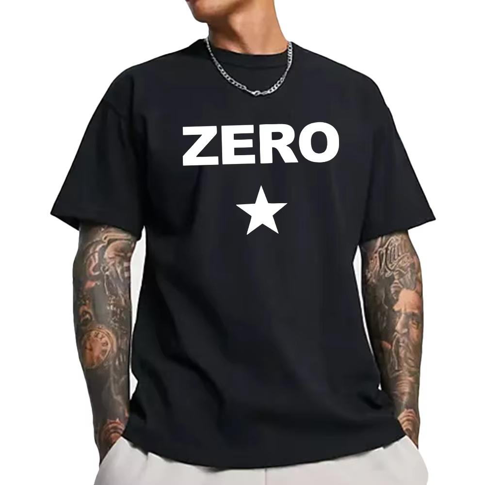 ZERO letter print cotton T-shirt short sleeve summer casual fashion graphic print street retro high quality clothing unisex top